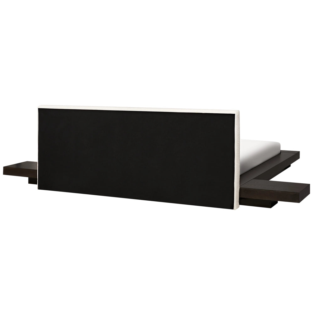 Letto in stile giapponese in frassino scuro 180 x 200 cm testata in legno impiallacciato bouclé camera da letto a basso profilo bouclé