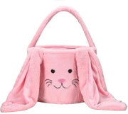 Borsa con orecchie di coniglio per bambini, sacchetto in forma di coniglio con orecchie lunghe e soffici, carrello per l'uccellino di Pasqua, caramelle e regali (rosa)