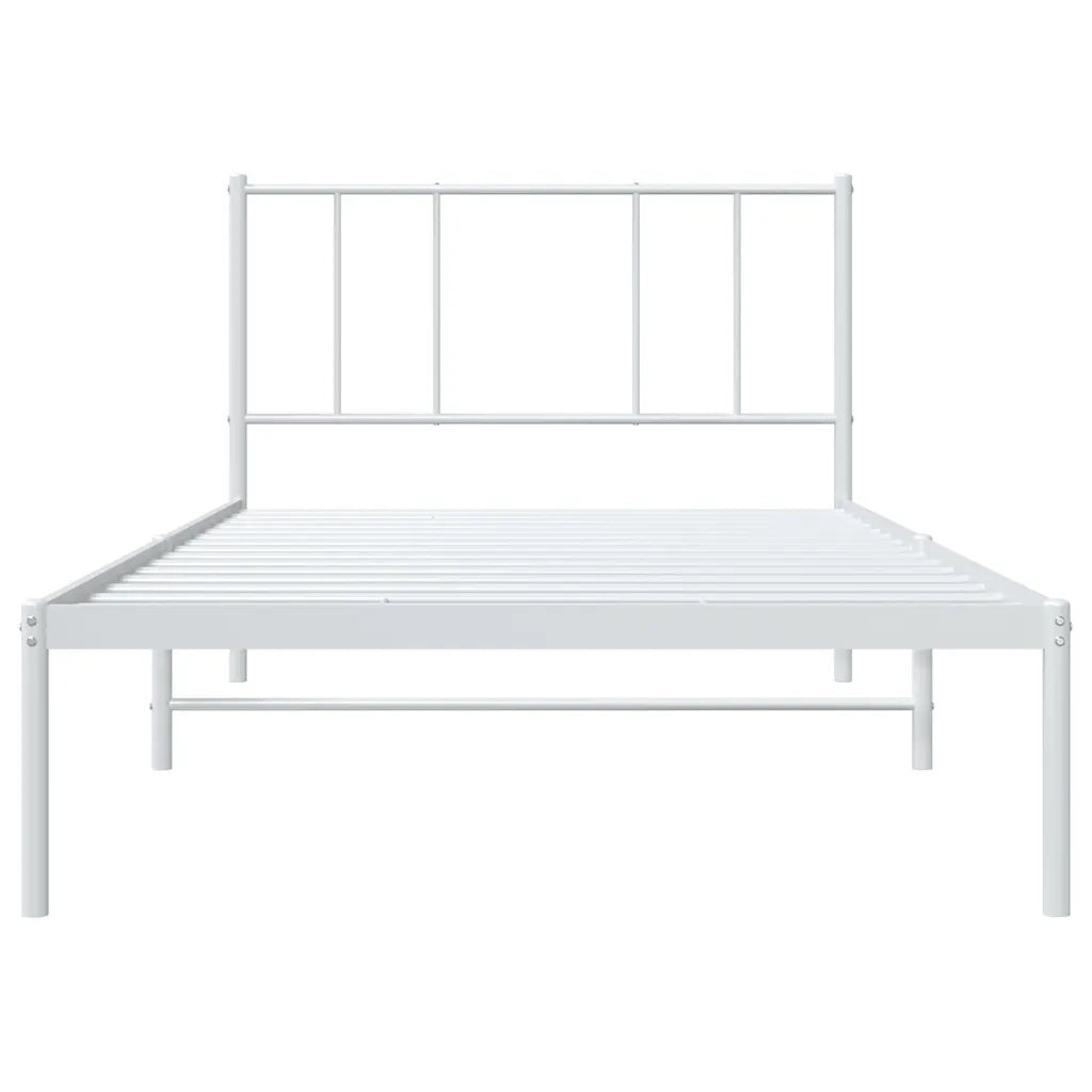 Giroletto con Testiera-Struttura Letto con testiera Metallo Bianco 90x190 cm 349407