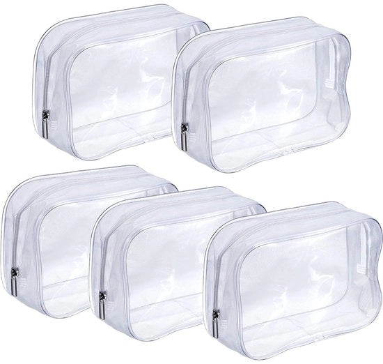 Set di Organizzatori per Bagno in Plastica Transparente - Acqua-Resistente - Set da 5 - 17 x 6 x 12 cm