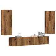 vidaXL Mobili TV a Parete 4 pz Legno Antico in Legno Multistrato