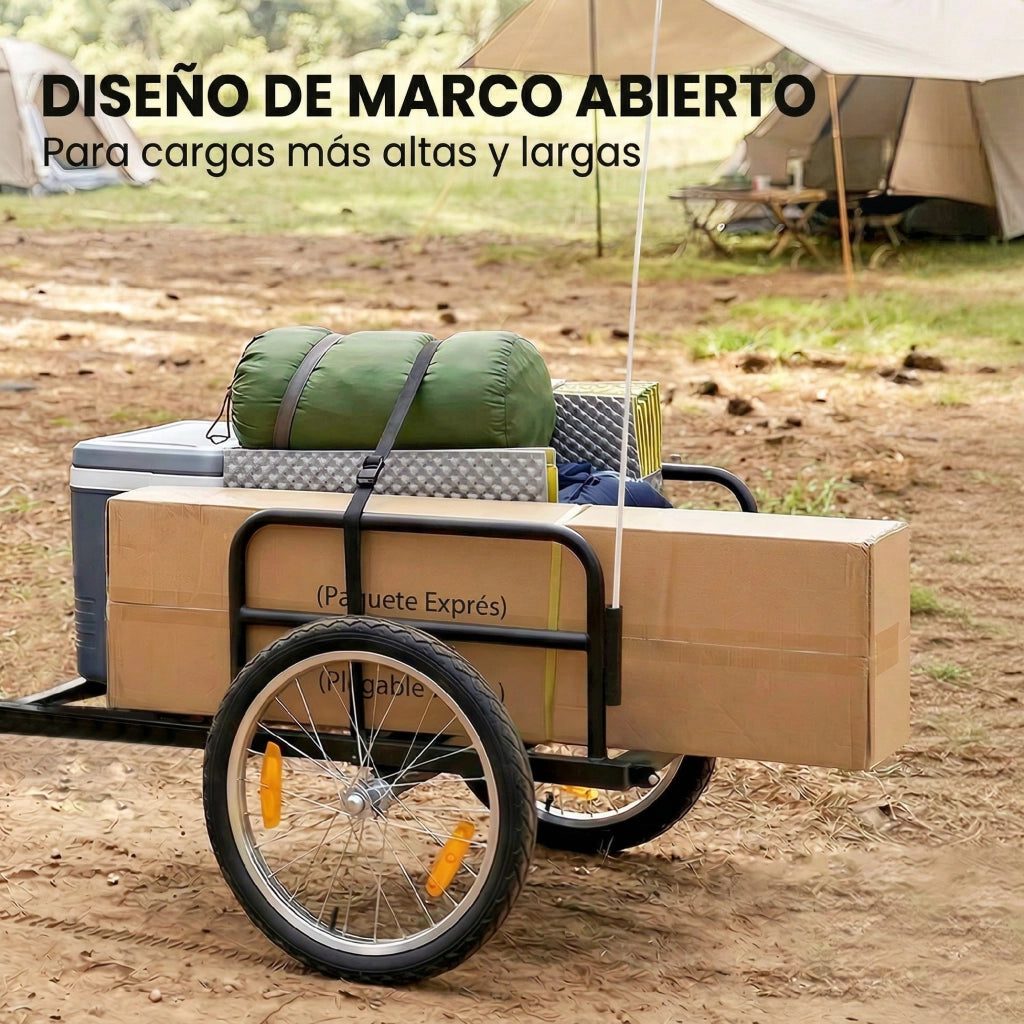 Carrello per Bicicletta da Carico 40 kg ¨C zephmum ¨C Acciaio 145x60x42 cm Nero