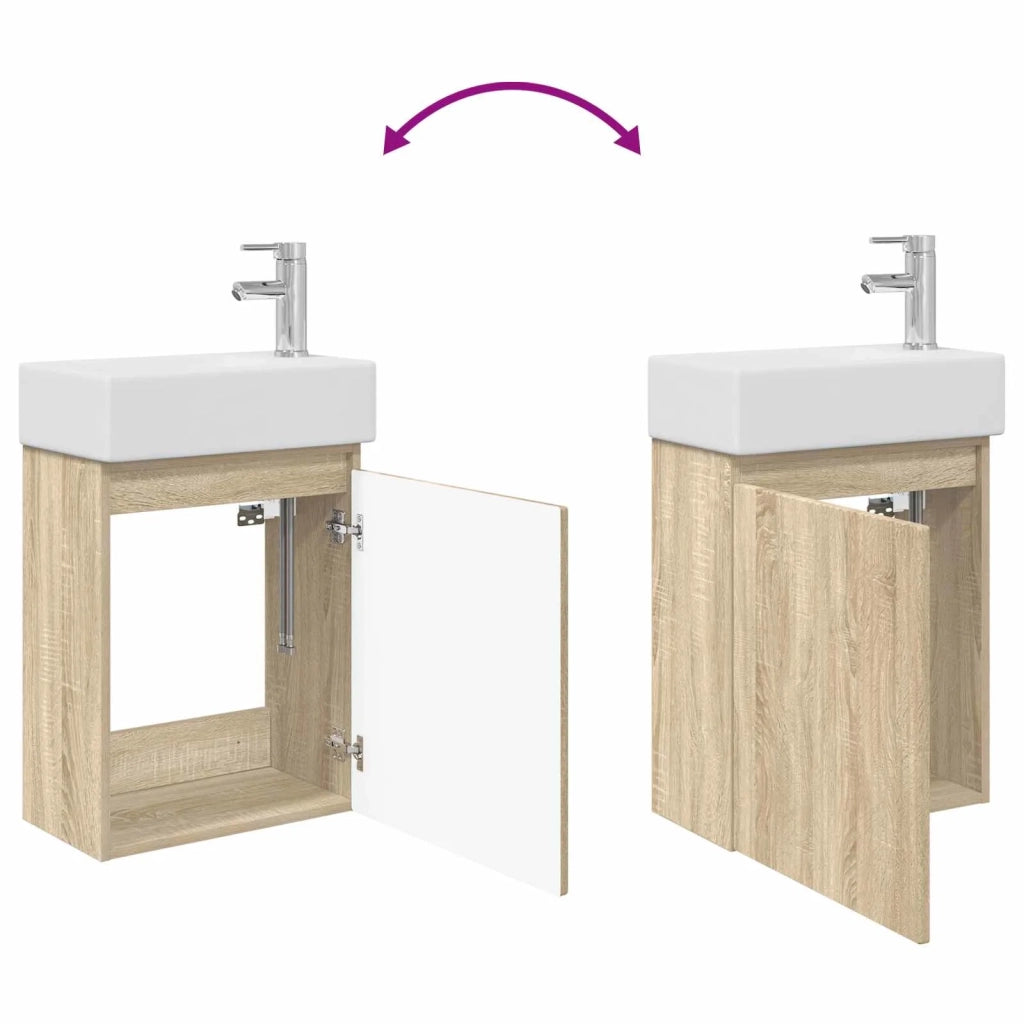 Mobile bagno con rubinetto Rovere Sonoma 45,5 x 22,5 x 84 cm