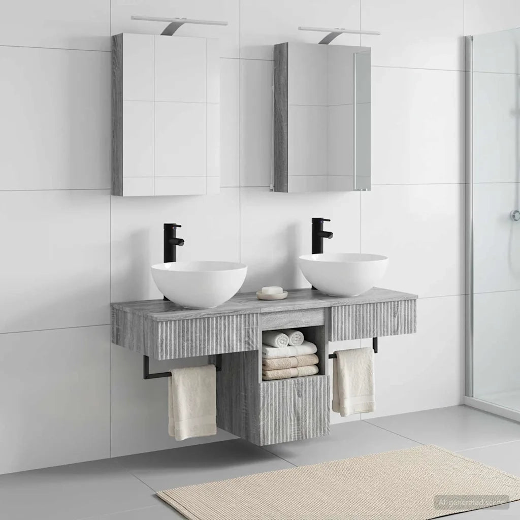 Set di Armadi da Bagno 5 pcs Sonoma grigio 40 x 10,5 x 60,5 cm 3406276