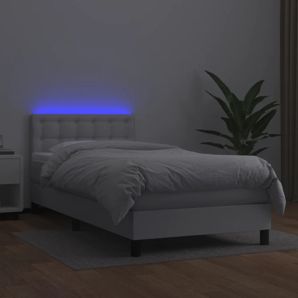 Giroletto Molle con Materasso e LED Bianco 90x200 cm Similpelle 3134202