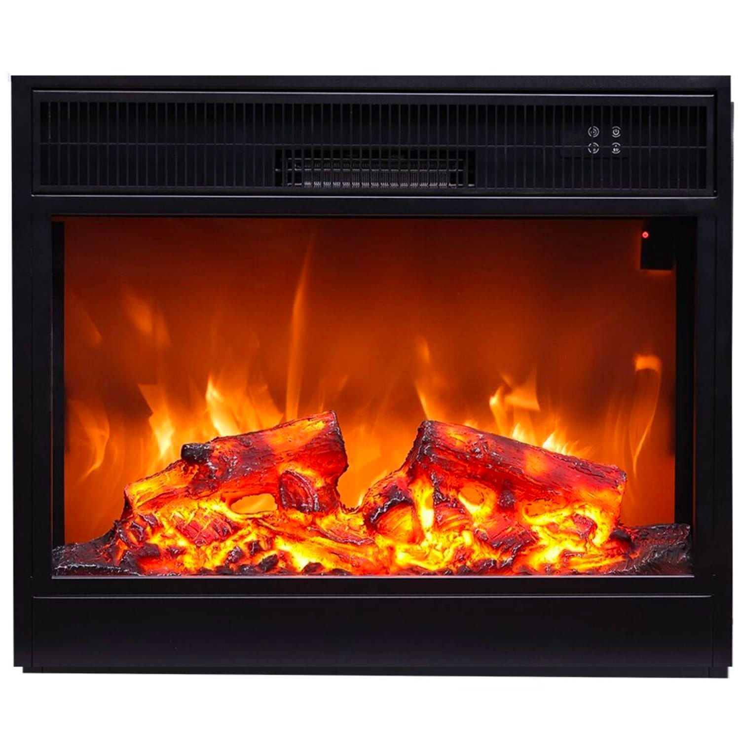 Camino Elettrico da Incasso Effetto Fiamma 75x62,5x18 cm 1500W Sined Panarea Nero