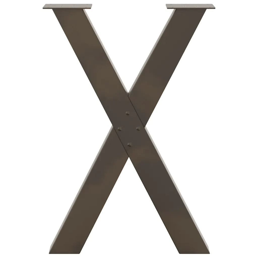 vidaXL Gambe per tavolo da pranzo a forma di X 2 pz in acciaio naturale 50x(72-73) cm