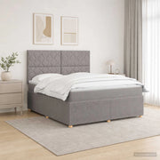 Letto Box Spring LED con Materasso Tortora 180 x 200 cm Tessuto 3455927