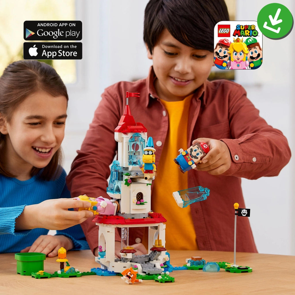 LEGO 71407 Super Mario La Torre di Ghiaccio e il Costume del Gatto Pesca, Set di Espansione, Minifigure di Rospo, Castel