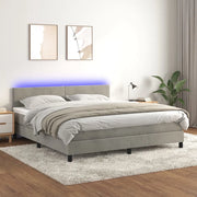 Letto a Molle con Materasso e LED Grigio Chiaro 180x200 cm Velluto 3134297