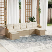 Set Divani da Giardino 7 pz con Cuscini Beige in Polyrattancod mxl 90594