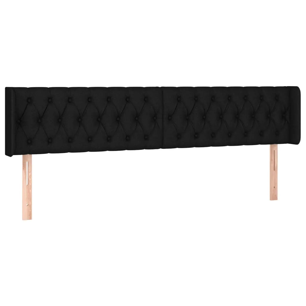 Testiera | Testata ad Orecchio Nera 203x16x78/88 cm in Tessuto
