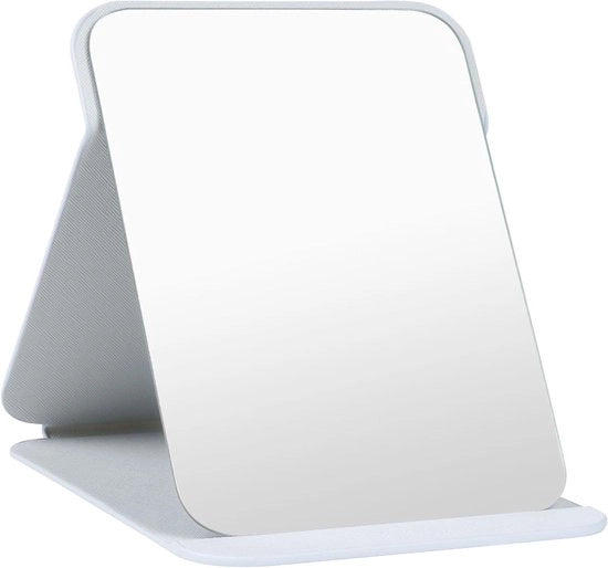 Specchio da viaggio pieghevole con fodera in PU pelle - 155 x 205 cm - specchio da viaggio con piede - specchio da trucco da ufficio - tavolo da trucco portatile
