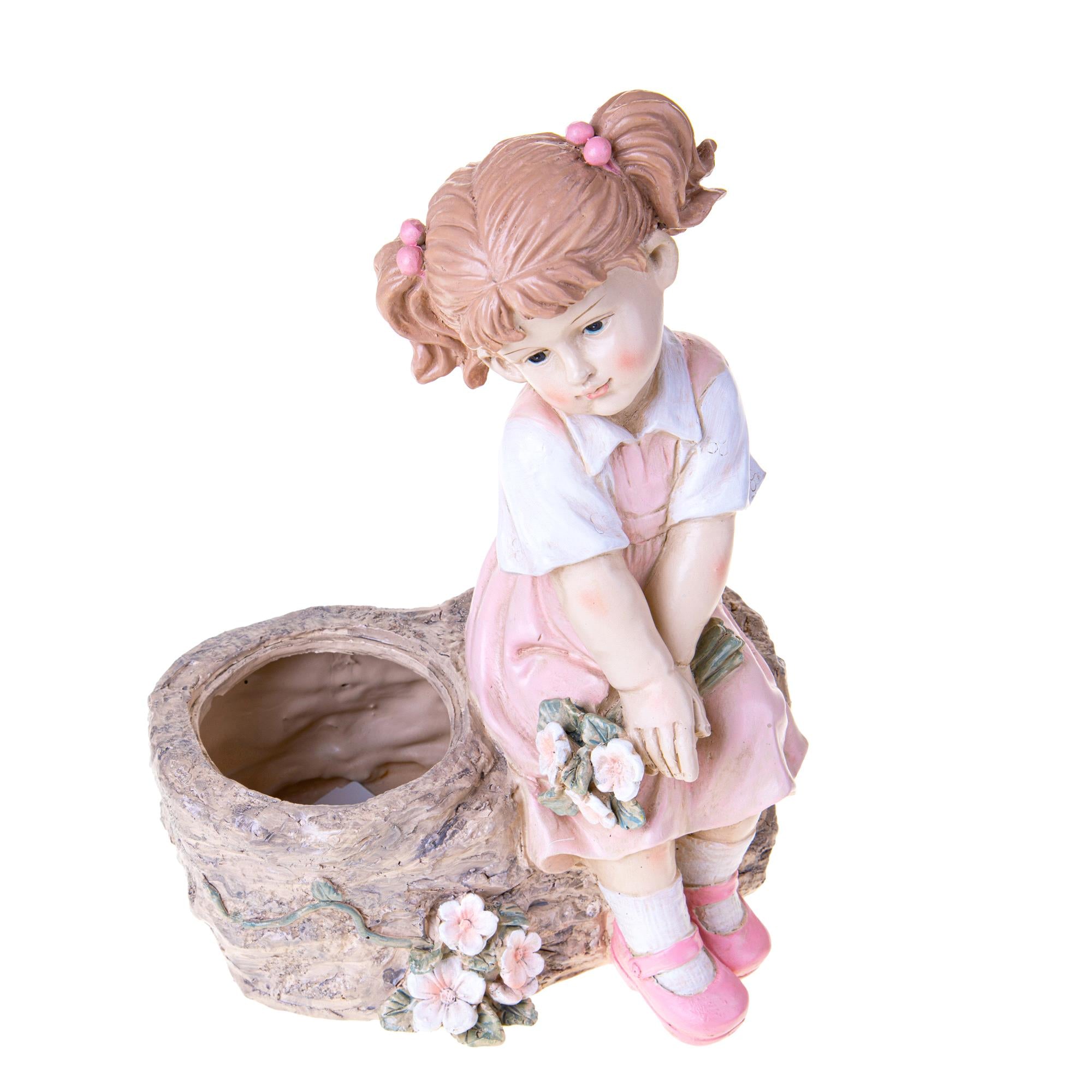 Pianta Artificiale Bambina Seduta con Vaso 33 5 cm