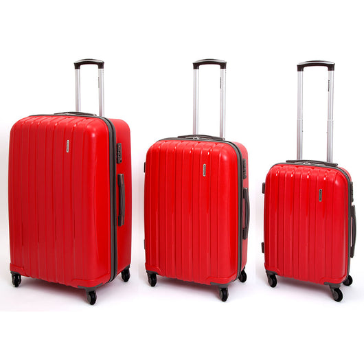 Set 3 Valigie Trolley Rigide in Polipropilene 4 Ruote TSA Ravizzoni Iron Rosso