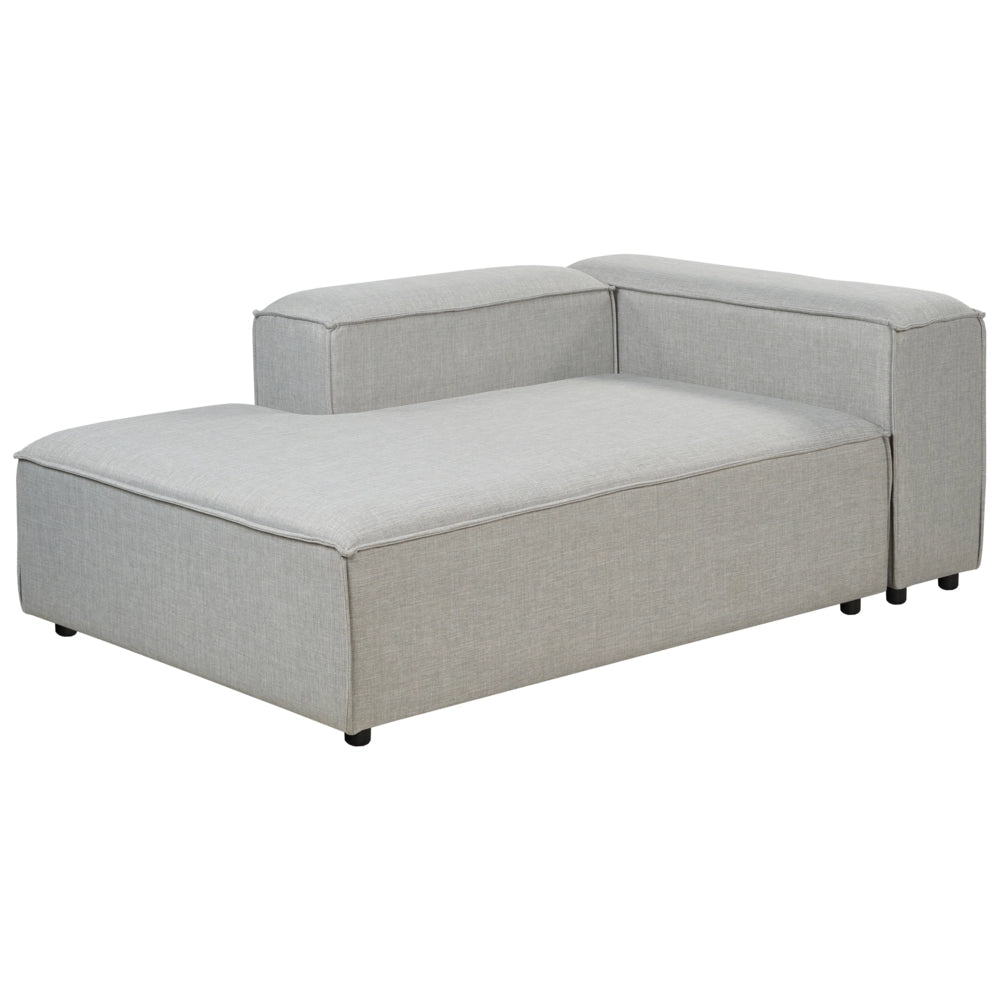 Chaise longue in tessuto grigio chiaro lato destro con Gambe nere stile moderno