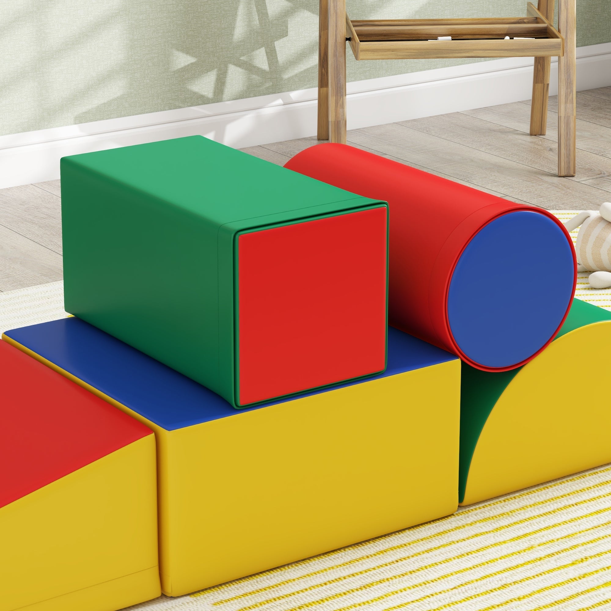Set 5 Costruzioni Morbide per Bambini 1-3 Anni in Finta Pelle e Schiuma Multicolore