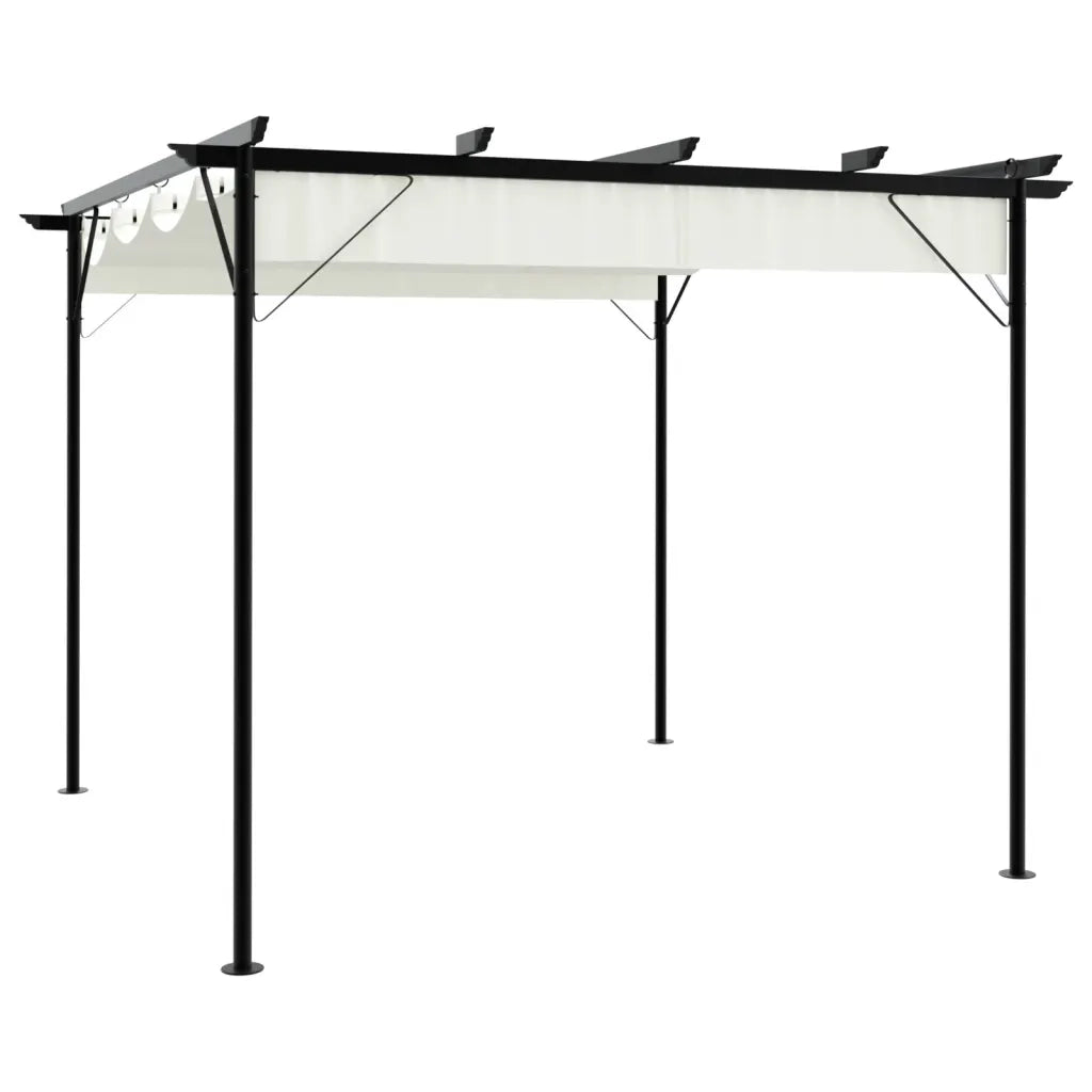 Pergola da Giardino Tetto Retrattile Bianco Crema 3x3 m Acciaio cod mxl 75606