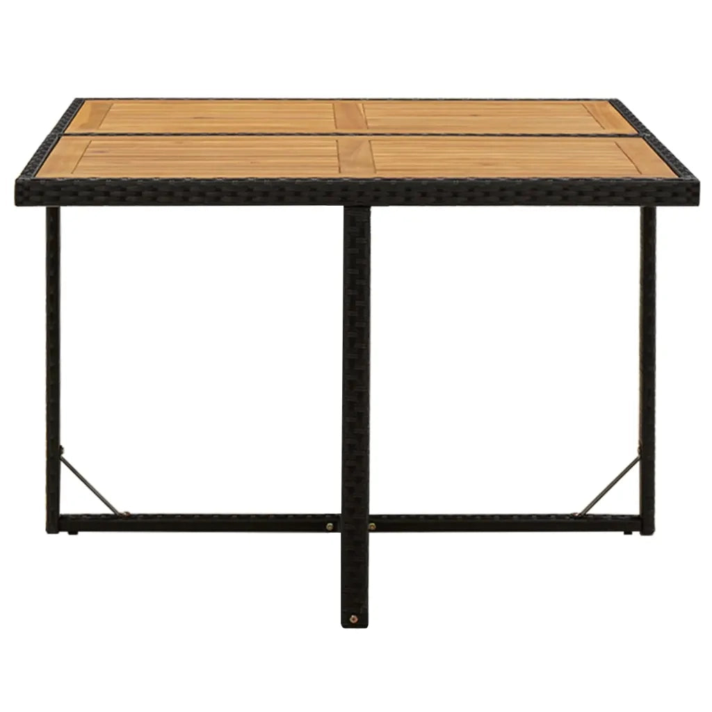 Tavolo Giardino Nero 109x107x74 cm Polyrattan e Massello Acacia 316790