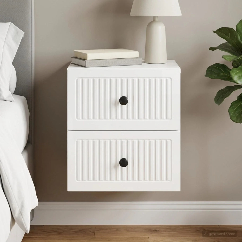 Mobiletto da notte a muro Bianco Lucido 33 x 34,5 x 40 cm 897963