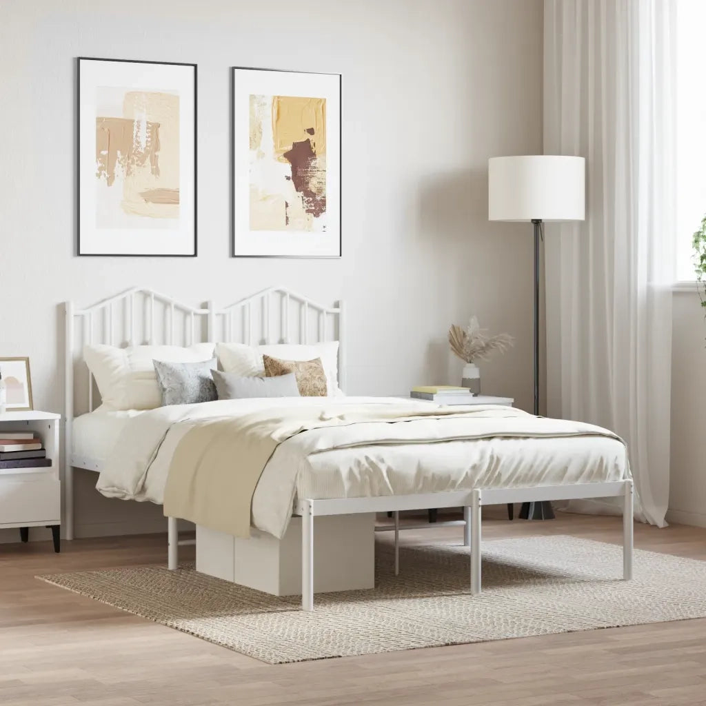Giroletto con Testiera-Struttura Letto con testiera in Metallo Bianco 120x200 cm 608207