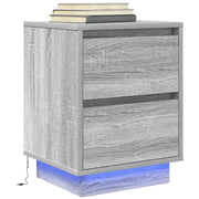 Comodino con Luci LED-Tavolino da notte Grigio Sonoma 38x34x50 cm 977384