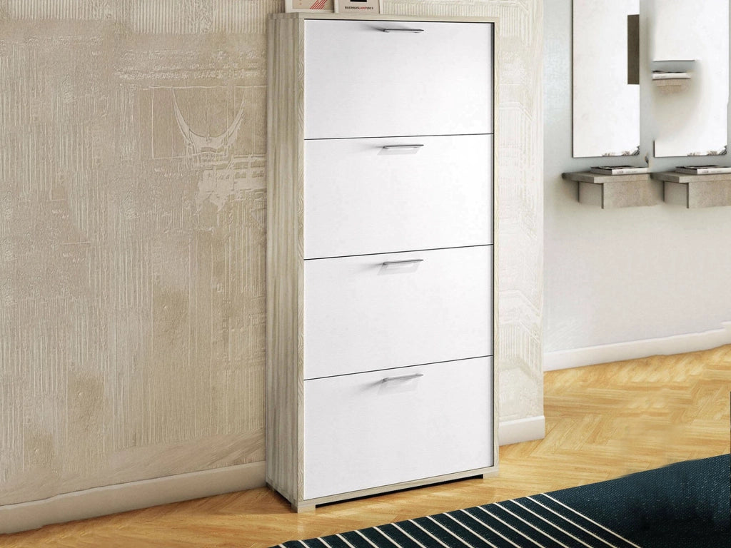 Mobile Portascarpe Adeindein, Scarpiera 24 Paia Made in Italy, 67x28x147h cm Bianco