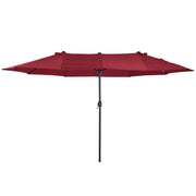Parasole da giardino ovale 455 x 270 cm doppio modello da mercato e patio con manovella colore rosso vino