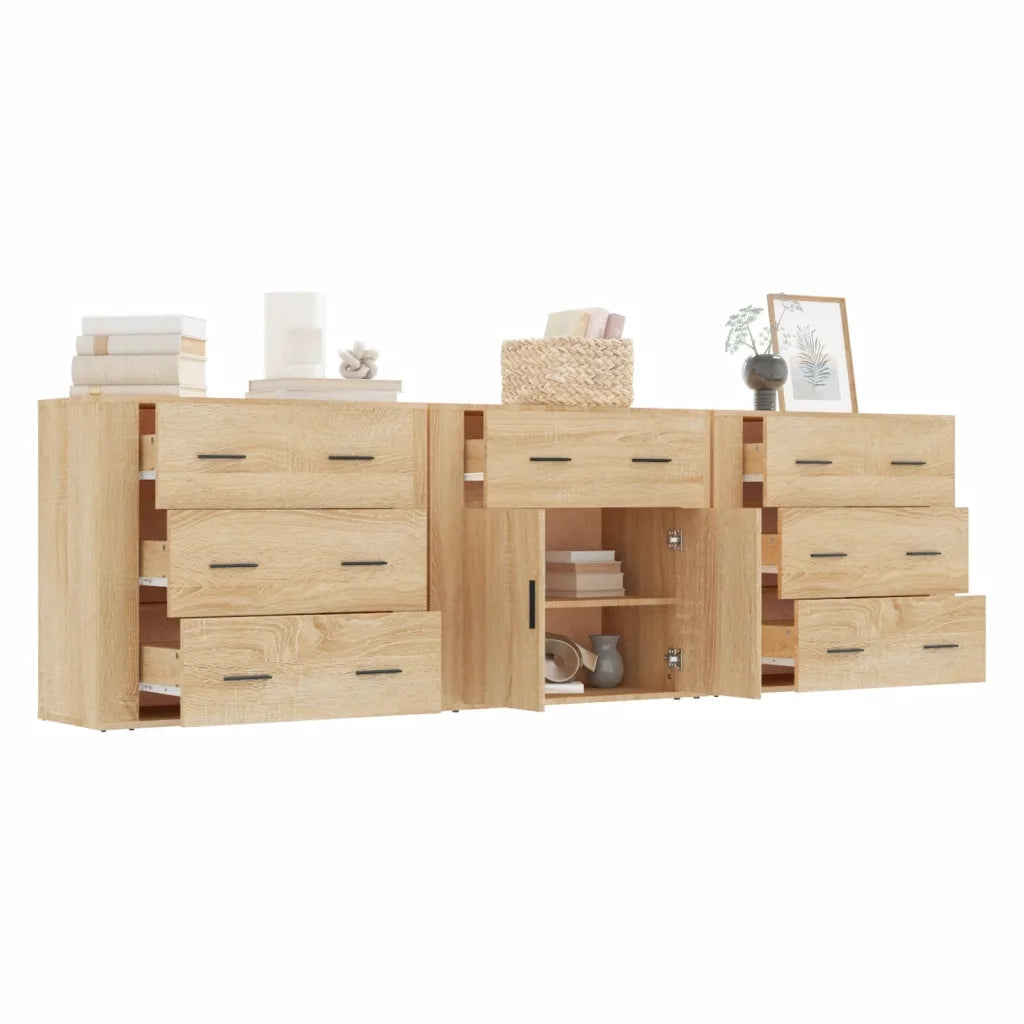 Credenze 3 pz Rovere Sonoma in Legno Multistrato 3185426