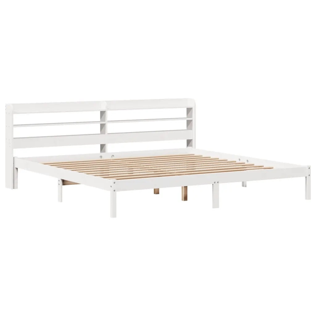 Giroletto senza Materasso Bianco 200x200 cm Legno Massello Pino