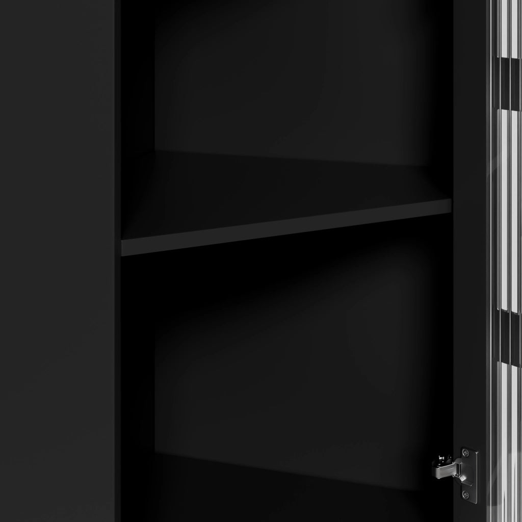 Mobile angolare, libreria, mobile da bagno, illuminazione a LED, controllabile tramite app, 63.5 x 124 cm, nero