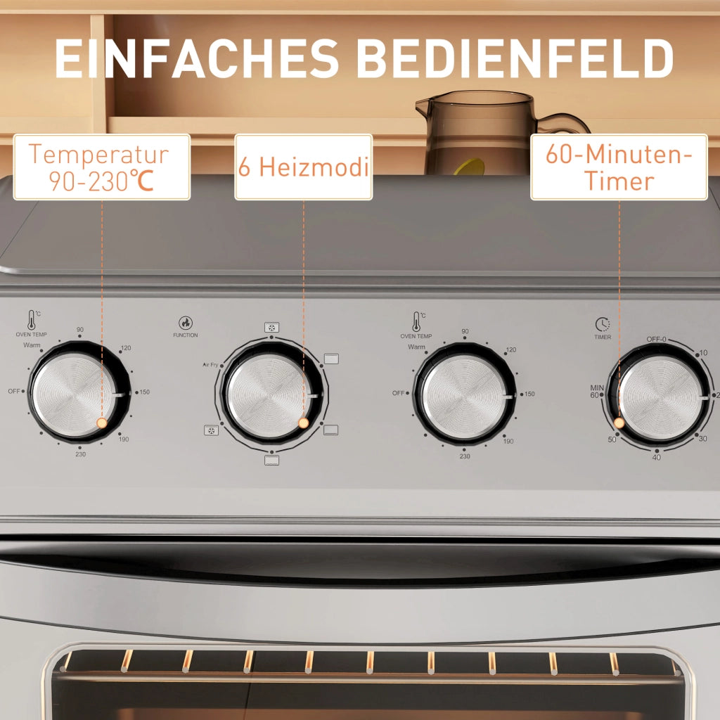 Forno a convezione 24L ¨C zephmum ¨C 6 funzioni, timer, accessori, argento