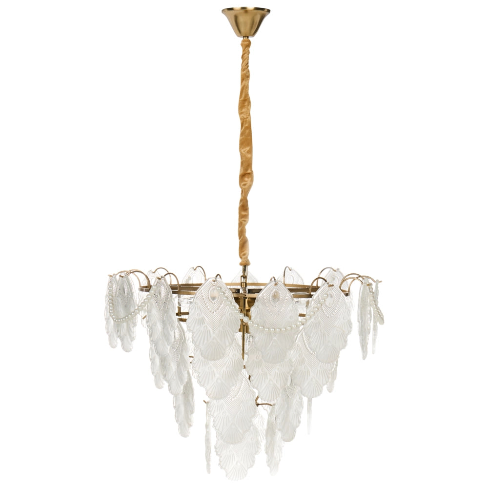 Lampadario in ottone, metallo e vetro ⌀ 46 cm Lampada a sospensione stile glamour