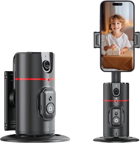 Tripode con Tracciamento del Volto - 360° di Rotazione - Controllo per Movimenti - Tracciamento Avanzato - Stabilizzatore Gimbal Automatico per Registrazione Video - Streaming in Tempo Reale - Vlog