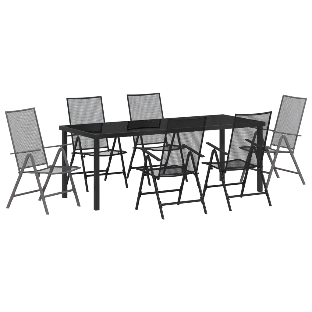 Set da Pranzo in Giardino da 7 Pezzi Acciaio Antracite