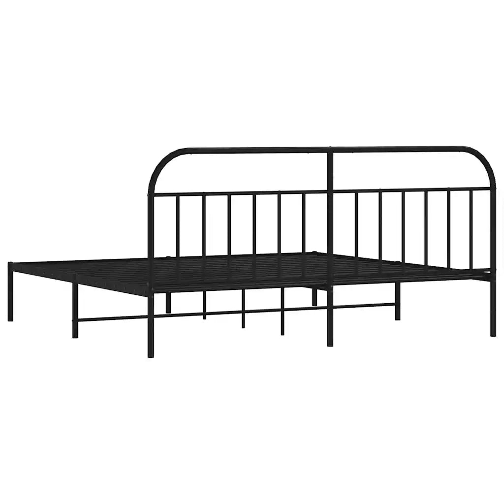 Giroletto con Testiera-Struttura Letto con testiera in Metallo Nero 193x203 cm 413098