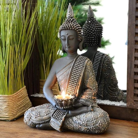 Statua di Buddha con supporto per tazza 31 cm - Buddha in materiali duraturi - Buddhismo