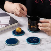 Onderzetters per 4 pezzi - Agata verniciata - Unici sostegni - Sostegni per bicchieri - Sostegni per tazze da caffè - Dimensioni 60-74 mm - Coaster