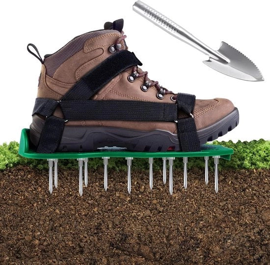 Scarificatore da Giardino con Stivali con Chiusura con Velcro e Scarificatore per Giardini, Ideale per Giardini, Unico Modello che si Adatta a Tutti i Piedi