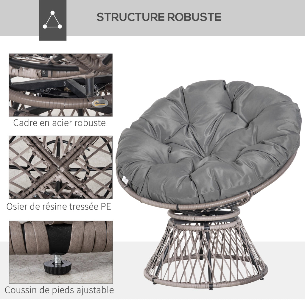 Poltrona da giardino girevole ¨C Minimal ¨C grigio ? 97 x 86 cm