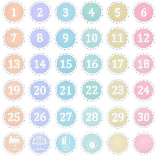 Etichette numeriche 72 pezzi - Etichette piane/tonde - Etichette rimovibili - Etichette adesive in carta - Decorazione per classe - 36 stili