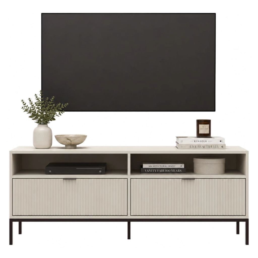 Limame, Mobile Porta tv 2 Cassetti, 150x40x60h cm Beige Scuro