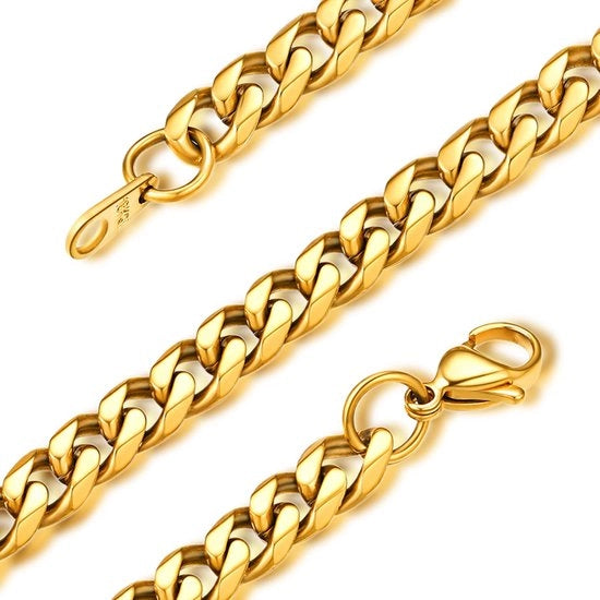 Catenella per uomo 6 mm - Collana in acciaio inox - Scatola per gioielli - Custodia in velluto - Cassetta per gioielli - Catenella in acciaio inox