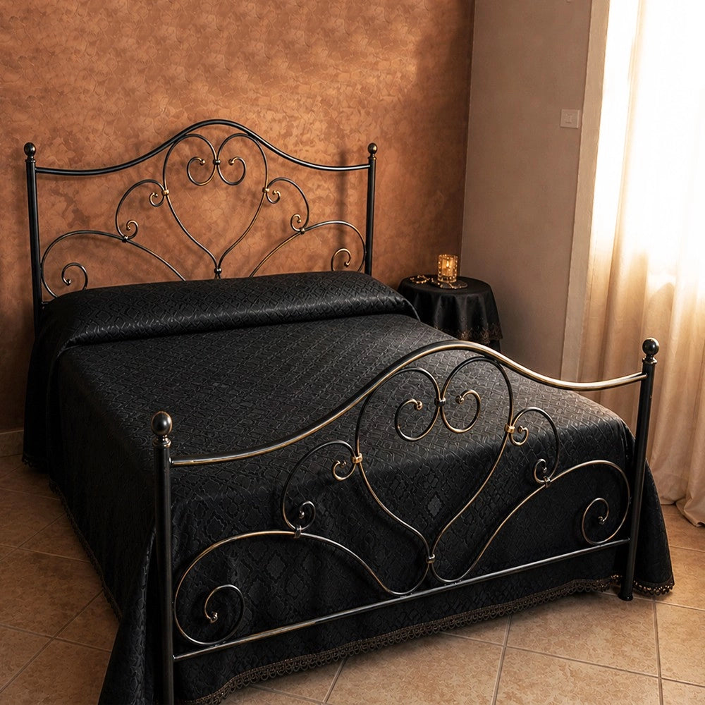 Letto una piazza e mezza ferro battuto Papavero colore nero oro