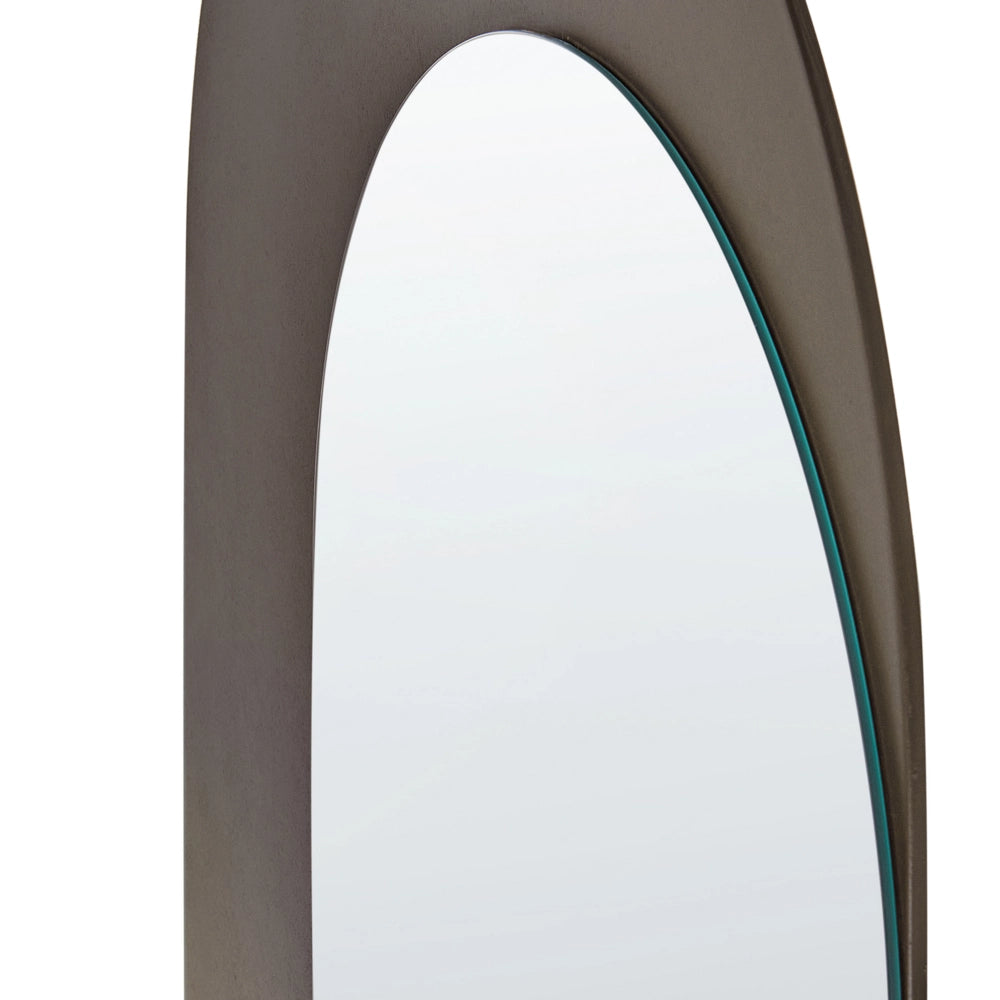 Specchio da parete marrone 58 x 99 cm forma ovale appeso decorazione corridoio