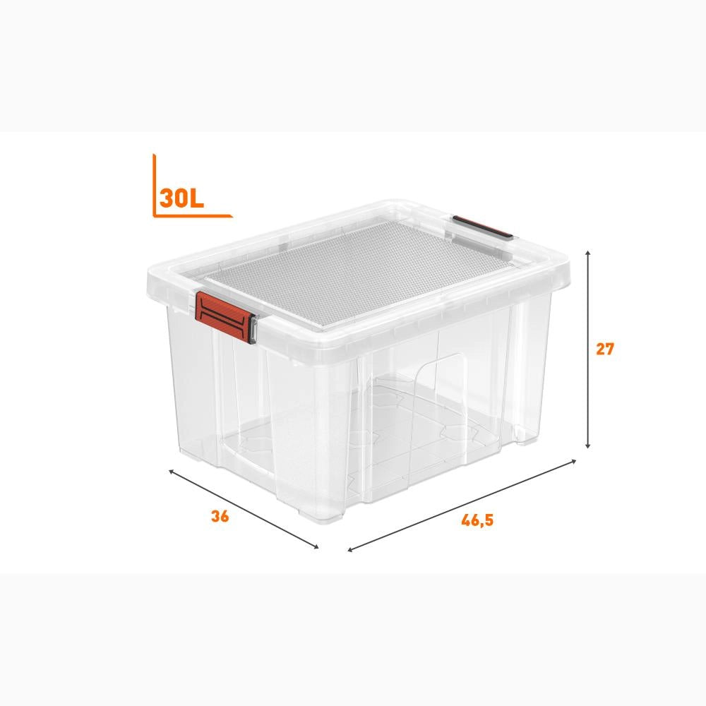 Contenitore Box Multiuso Porta attrezzi Portaoggetti Bricolage Trasparente 30 Litri