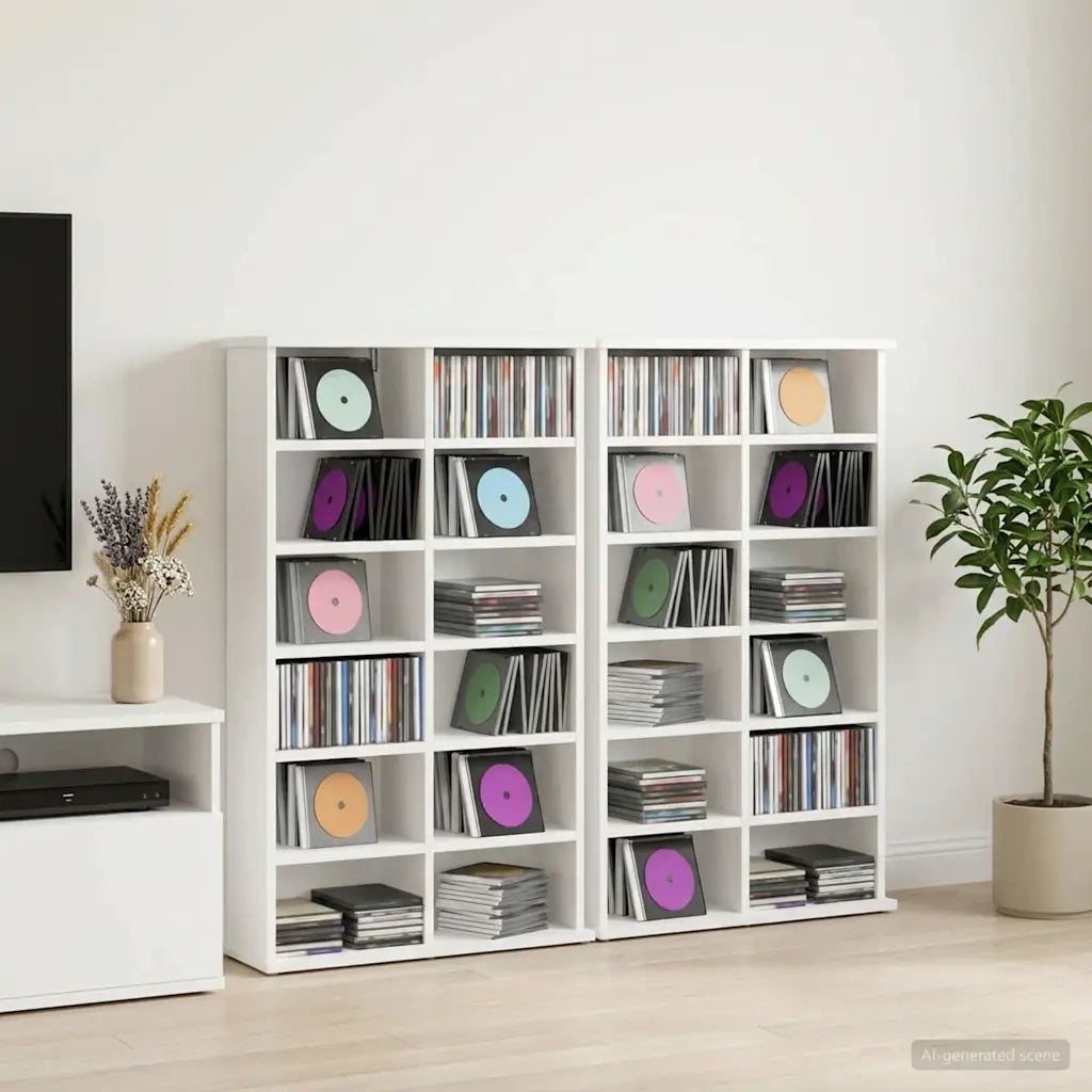Mobile per CD 2 pz Bianco 60 x 17 x 92 cm Legno ingegnerizzato 8012731