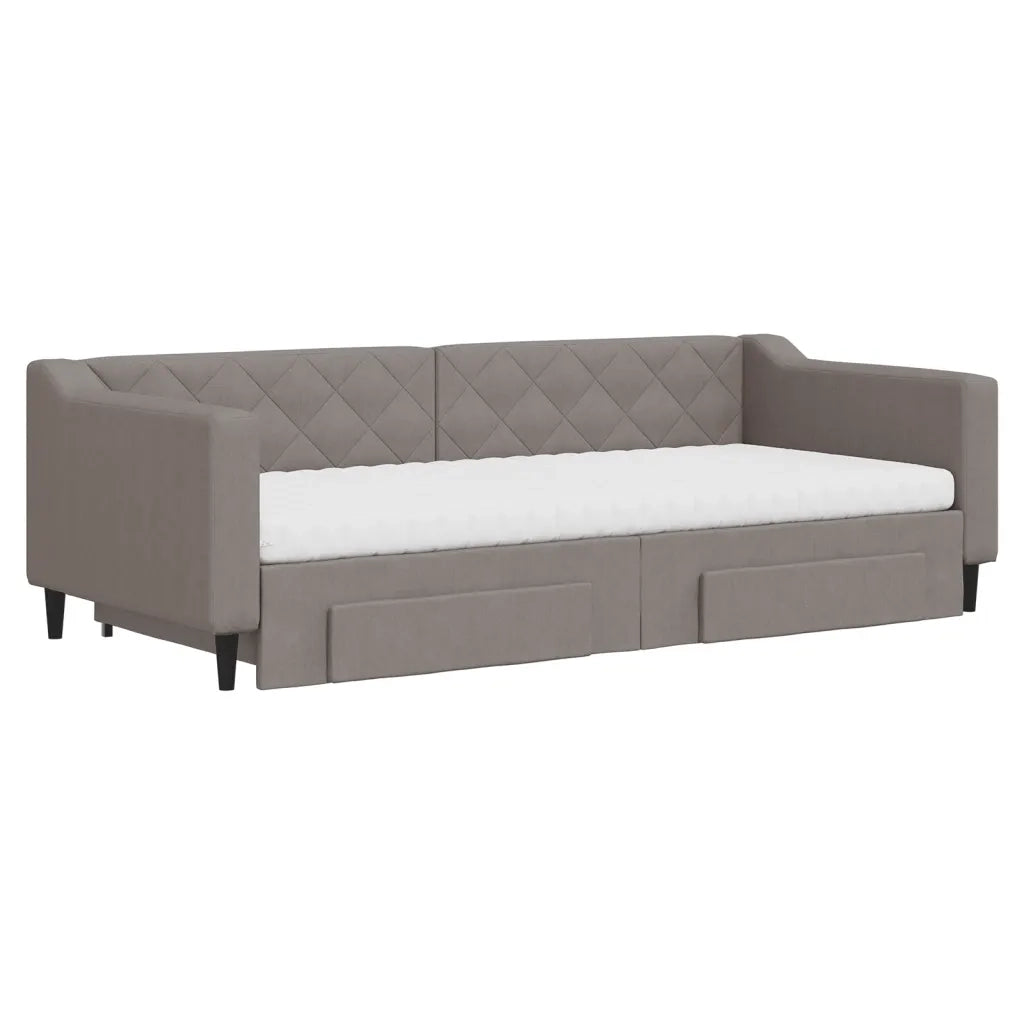Divano Letto Estraibile con Cassetti Tortora 90x200 cm Tessuto 3197483