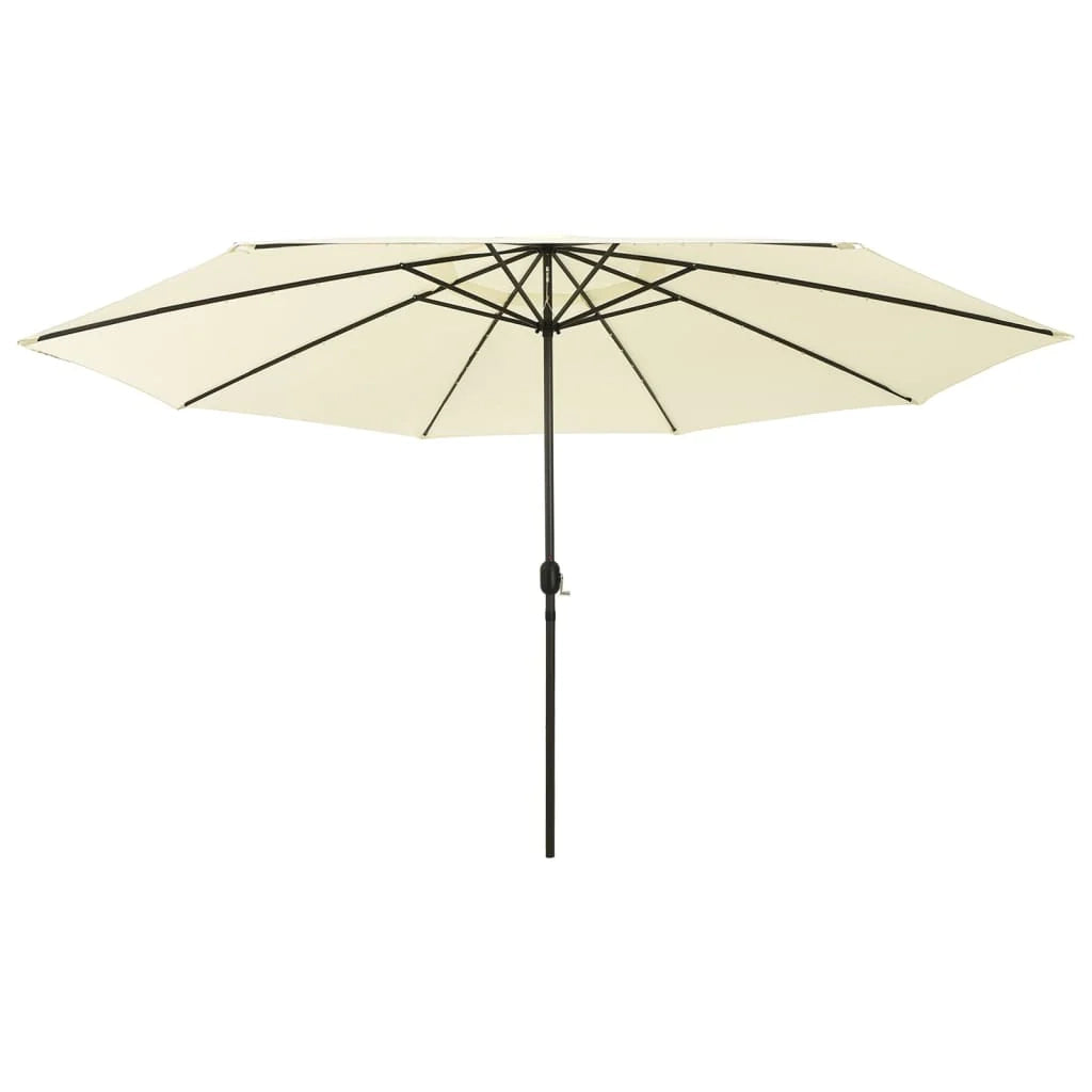 Ombrellone da esterno con LED e palo in metallo 400 cm colore sabbia 02_0008183