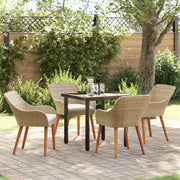 Set da Pranzo per Giardino con cuscino 5 pcs Beige polyrattan 3261699